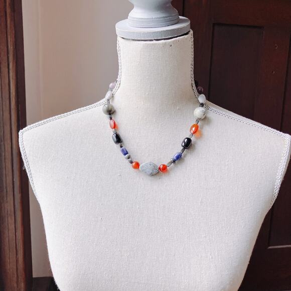 Jay King DTR Multi Gemstone Necklace, Sterling Silver Carnelian Sodalite Jasper - Picture 8 of 12